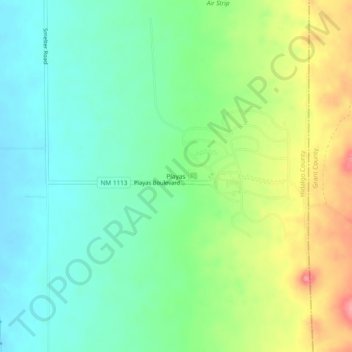 Carte topographique Playas, altitude, relief