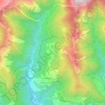 Carte topographique Azzano, altitude, relief