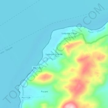 Carte topographique Luquina Grande, altitude, relief