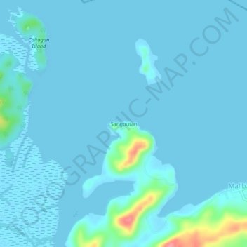 Carte topographique Sangputan, altitude, relief