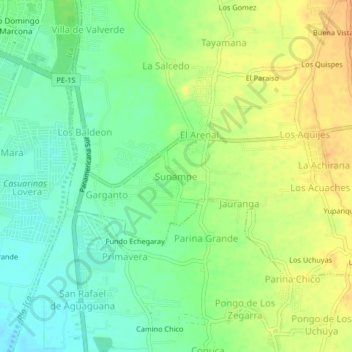 Carte topographique Sunampe, altitude, relief