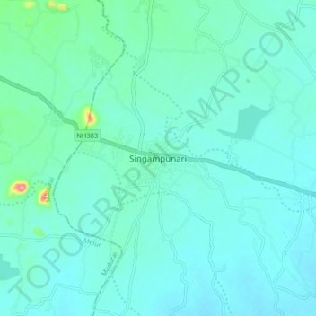 Carte topographique Singampunari, altitude, relief
