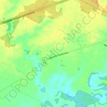 Carte topographique Langford, altitude, relief