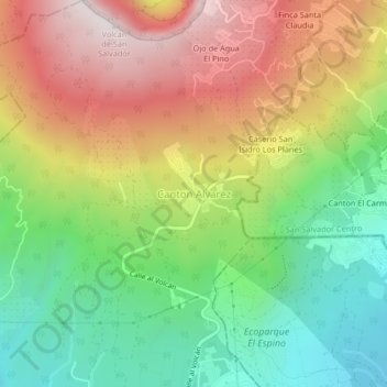 Carte topographique Canton Alvarez, altitude, relief