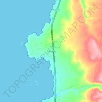Carte topographique Ensenada, altitude, relief