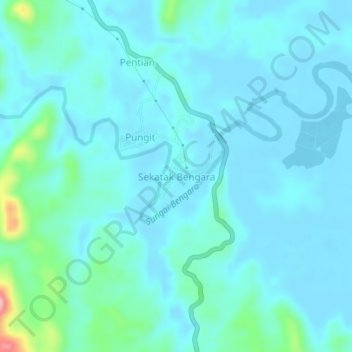 Carte topographique Sekatak Bengara, altitude, relief