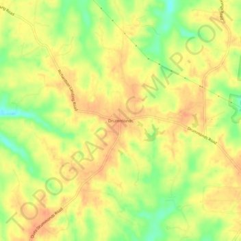 Carte topographique Drummonds, altitude, relief
