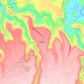 Carte topographique Malaiba, altitude, relief