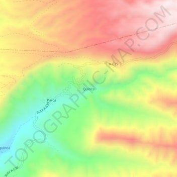Carte topographique Quinca, altitude, relief