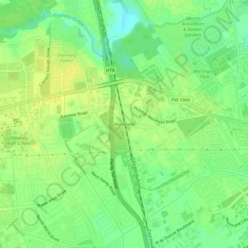 Carte topographique Westfield, altitude, relief