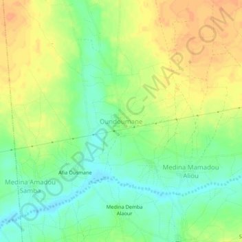 Carte topographique Oundoumane, altitude, relief