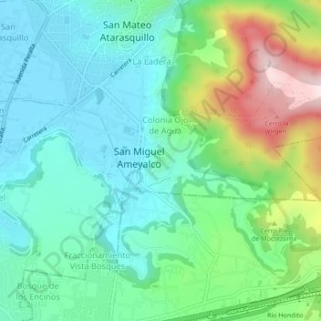 Carte topographique Cristo Rey, altitude, relief