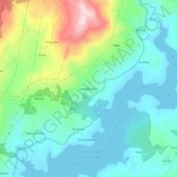 Carte topographique Lobosandaus, altitude, relief