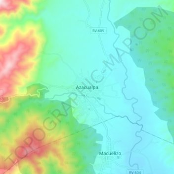 Carte topographique Azacualpa, altitude, relief