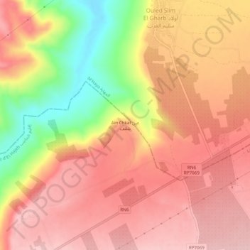 Carte topographique Ain Chkaf, altitude, relief