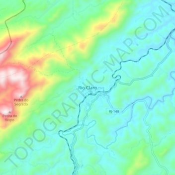 Carte topographique Rio Claro, altitude, relief