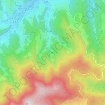 Carte topographique Langthal, altitude, relief