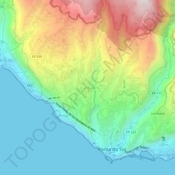 Carte topographique Canhas, altitude, relief