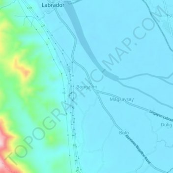 Carte topographique Bongalon, altitude, relief