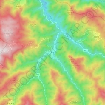 Carte topographique Лъки, altitude, relief