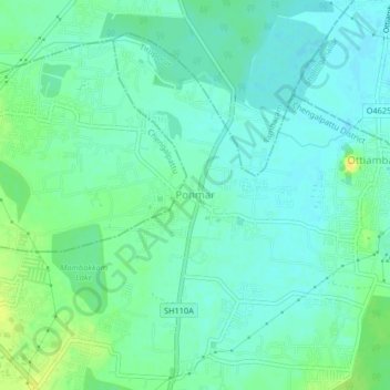 Carte topographique Ponmar, altitude, relief