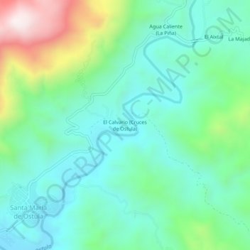 Carte topographique El Calvario (Cruces de Ostula), altitude, relief