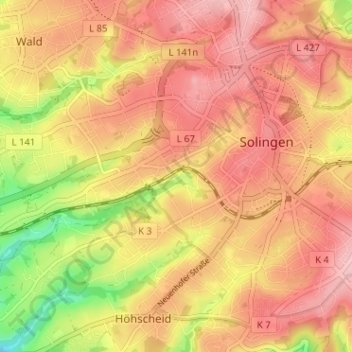 Carte topographique Heidberg, altitude, relief