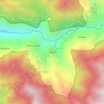 Carte topographique Kalaciri, altitude, relief