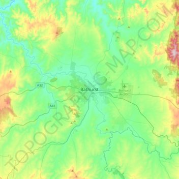 Carte topographique Bathurst, altitude, relief
