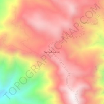 Carte topographique Puerto Progreso, altitude, relief