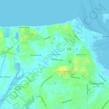 Carte topographique Town Pasture, altitude, relief