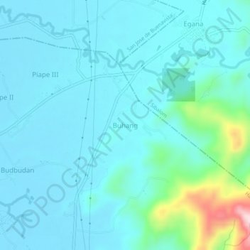 Carte topographique Buhang, altitude, relief