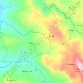 Carte topographique Kedungboto, altitude, relief