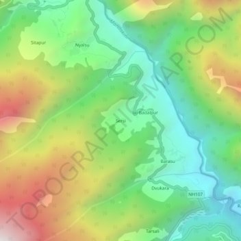 Carte topographique Sersi, altitude, relief