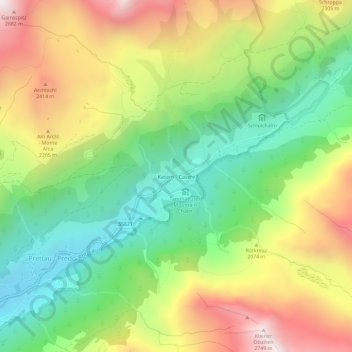 Carte topographique Casere, altitude, relief