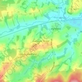 Carte topographique Gallypot Street, altitude, relief