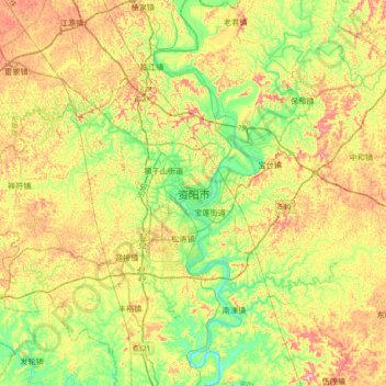 Carte topographique Zīyáng, altitude, relief