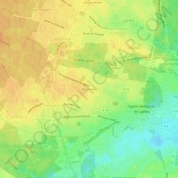 Carte topographique Monteillon, altitude, relief