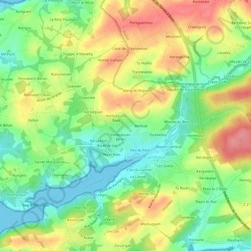 Carte topographique Denez, altitude, relief