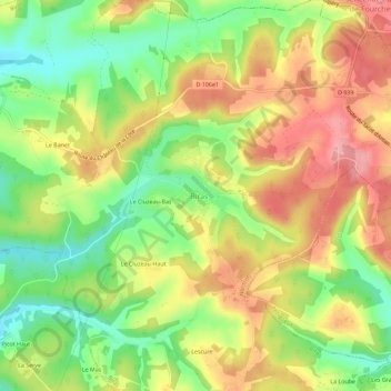 Carte topographique Le Bourg, altitude, relief