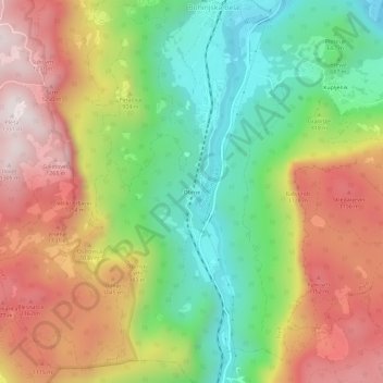 Carte topographique Obrne, altitude, relief