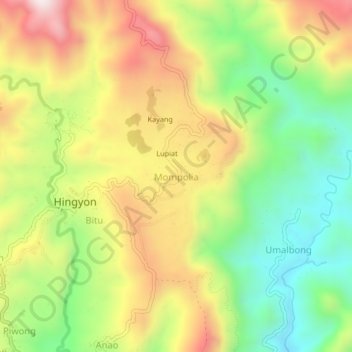 Carte topographique Mompolia, altitude, relief