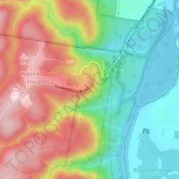 Carte topographique Hawkesbury Lookout, altitude, relief