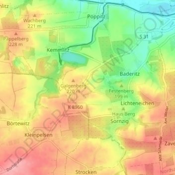 Carte topographique Neusornzig, altitude, relief