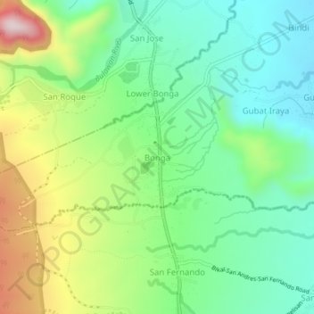 Carte topographique Bonga, altitude, relief
