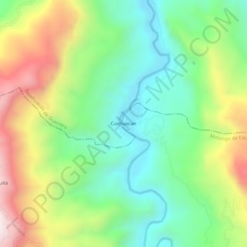 Carte topographique Cuxhuacan, altitude, relief