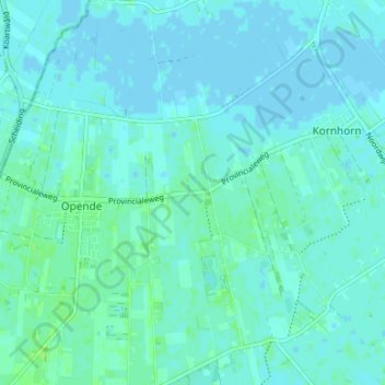 Carte topographique Opende-Oost, altitude, relief