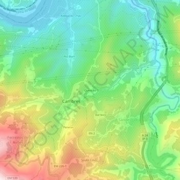 Carte topographique Quintião, altitude, relief