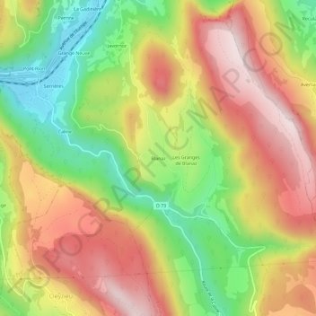 Carte topographique Blanaz, altitude, relief