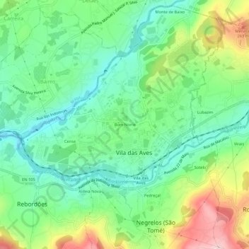 Carte topographique Bom Nome, altitude, relief